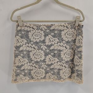 Anthropologie Judith March cream brocade lace overlay mini skirt size large